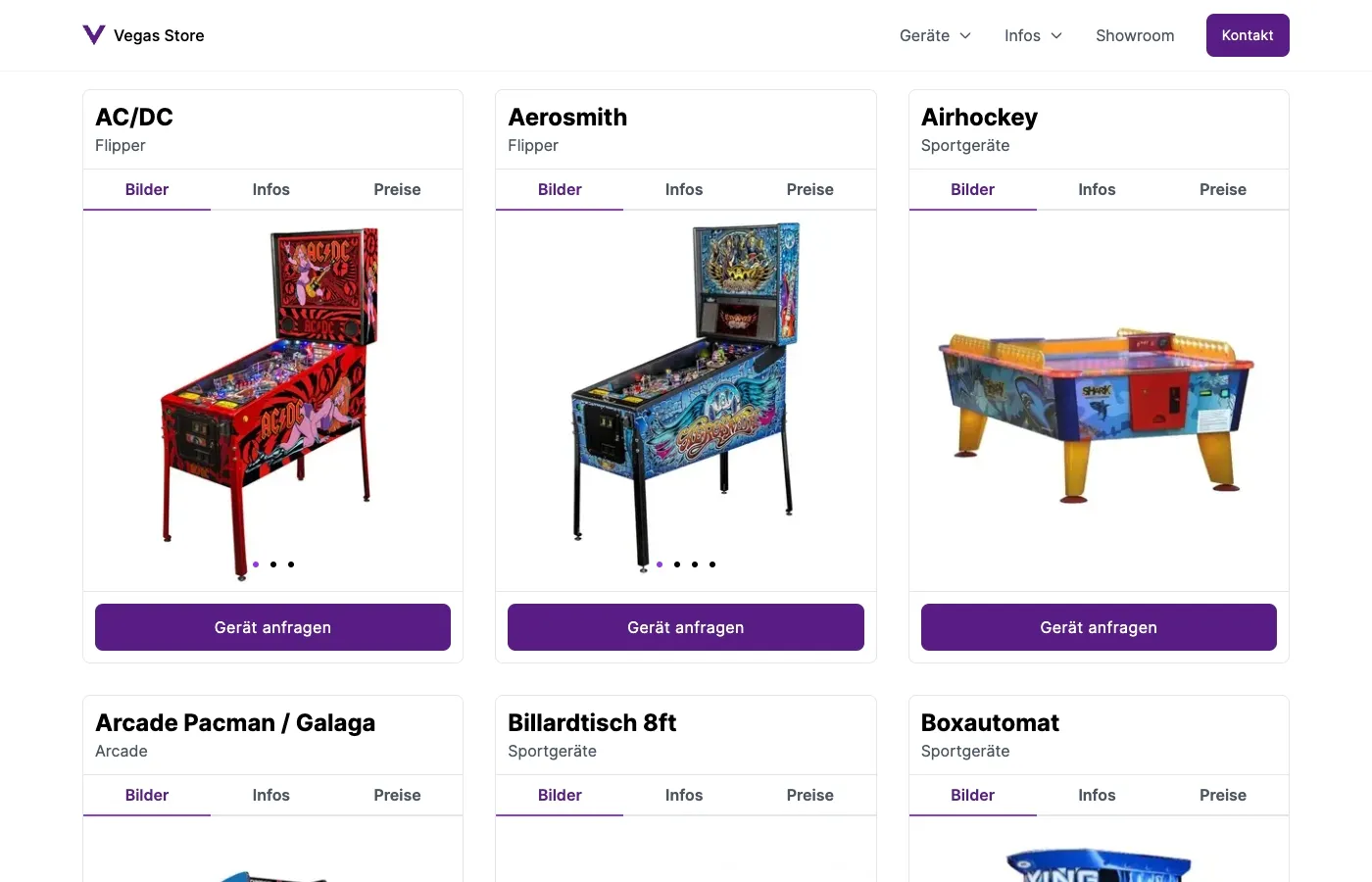 Product overview in renting and placing categories
